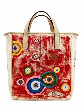 Coach Hand Painted Graffiti Tote Bag Canvas Leather Artistic Rare One of a Kind